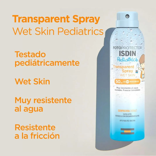 Fotoprotector Isdin Transparent Spray Wet Skin Pediatrics Spf50 - 250ml