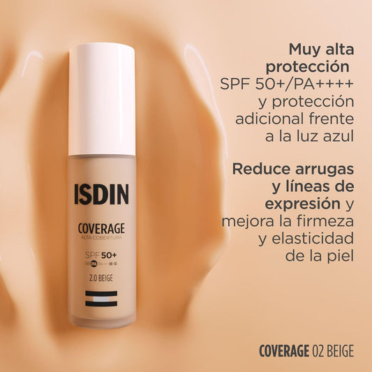 ISDIN Coverage SPF 50+ 3.0 Sand, Base De Maquillaje -30 ml