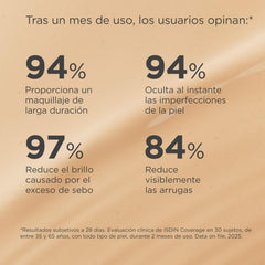 ISDIN Coverage SPF 50+ 3.0 Sand, Base De Maquillaje Con Alta Protección Que Unifica El Tono Y Aporta Cobertura Modulable Con Acción Antiedad, Maquilla, Protege Y Cuida En Un Solo Gesto -30 ml